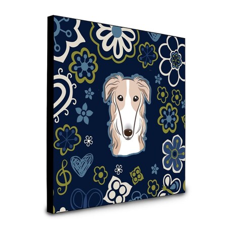 Carolines Treasures 8 x 8 x 0.625 in. Blue Flowers Borzoi Artwork Panel Wall Decor BB5079UP88